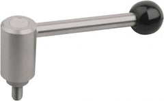 KIPP - M8, Stainless Steel Threaded Stud Adjustable Clamping Handle - 104mm OAL, 49.5mm High - Benchmark Tooling