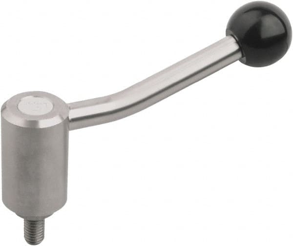 KIPP - M12, Stainless Steel Threaded Stud Adjustable Clamping Handle - 145mm OAL, 81mm High - Benchmark Tooling