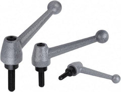 KIPP - M10, Stainless Steel Threaded Stud Adjustable Clamping Handle - 63/64" Thread Length, Metallic Handle with Threaded Stud - Benchmark Tooling