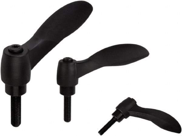 KIPP - 1/4-20, Fiberglass Reinforced Plastic & Thermoplastic SEBS Threaded Stud Adjustable Clamping Handle - 48.1mm OAL, 33.5mm High - Benchmark Tooling