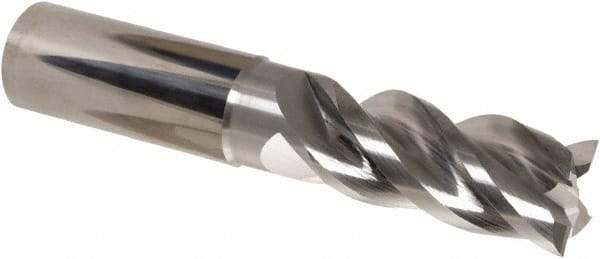 Iscar - 4 Flute Solid Carbide Roughing & Finishing Corner Radius End Mill - Uncoated, Straight Shank, 39° Helix, Non-Centercutting, Regular Length - Benchmark Tooling