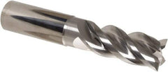 Iscar - 4 Flute Solid Carbide Roughing & Finishing Corner Radius End Mill - Uncoated, Straight Shank, 39° Helix, Non-Centercutting, Regular Length - Benchmark Tooling