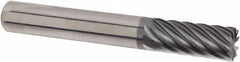 Iscar - 10 Flute Solid Carbide Roughing & Finishing Corner Chamfer End Mill - TiAlN Finish, Straight Shank, 35° Helix, Non-Centercutting, Regular Length - Benchmark Tooling