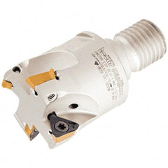 Iscar - 32mm Cut Diam, 8mm Max Depth of Cut, 60mm OAL, Indexable Square Shoulder Helical End Mill - HM390 TPKT 100304PDR, HM390 TPKT 1003PDR Inserts, M16 Modular Connection, 90° Lead Angle, Through Coolant - Benchmark Tooling