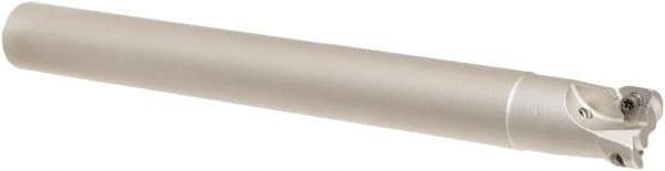 Iscar - 16mm Cut Diam, 5mm Max Depth of Cut, 15mm Shank Diam, 150mm OAL, Indexable Square Shoulder Helical End Mill - HM390 TCKT 0703PCTR Inserts, Cylindrical Shank, 90° Lead Angle, Through Coolant, Series HeliIQMill - Benchmark Tooling