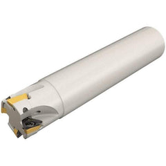 Iscar - 32mm Cut Diam, 8mm Max Depth of Cut, 32mm Shank Diam, 200mm OAL, Indexable Square Shoulder Helical End Mill - HM390 TPKT 100304PDR, HM390 TPKT 1003PDR Inserts, Cylindrical Shank, 90° Lead Angle, Through Coolant, Series HeliIQMill - Benchmark Tooling