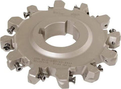 Iscar - Arbor Hole Connection, 0.62" Cutting Width, 1.3" Depth of Cut, 5" Cutter Diam, 1-1/2" Hole Diam, 6 Tooth Indexable Slotting Cutter - SDN-XN13 Toolholder, XNMU 13 Insert, Neutral Cutting Direction - Benchmark Tooling