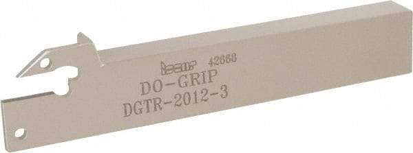 Iscar - External Thread, 1.378" Max Depth of Cut, 3mm Min Groove Width, 125mm OAL, Right Hand Indexable Grooving Cutoff Toolholder - 20mm Shank Height x 12mm Shank Width, DGN/DGR/GRIP Insert Style, DGT Toolholder Style, Series Do-Grip - Benchmark Tooling