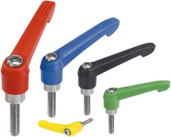 KIPP - M6, Fiberglass Reinforced Plastic Threaded Stud Adjustable Clamping Handle - 75mm OAL, 45.5mm High - Benchmark Tooling