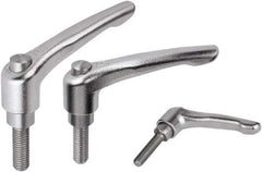 KIPP - M8, Stainless Steel Threaded Stud Adjustable Clamping Handle - 74.5mm OAL, 45.5mm High - Benchmark Tooling