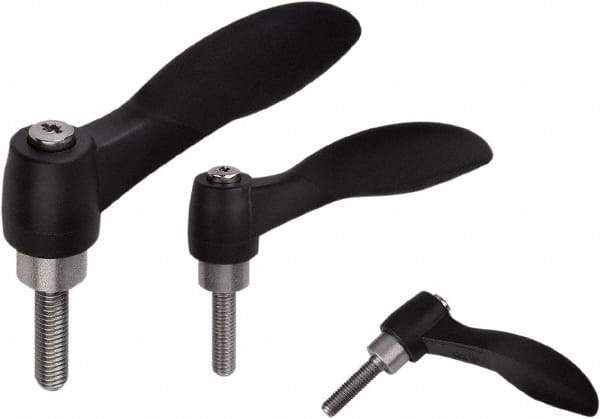 KIPP - M6, Fiberglass Reinforced Plastic & Thermoplastic SEBS Threaded Stud Adjustable Clamping Handle - 48.1mm OAL, 33.5mm High - Benchmark Tooling