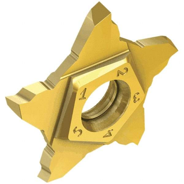 Iscar - PENTA24R200 P IC1008 Grade, 0.0787" Cutting Width, Carbide Cutoff Insert - 15° Right Hand Lead Angle, 0.002" Cnr Rad, TiAlN/TiN Coated - Benchmark Tooling