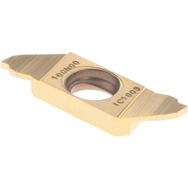 Iscar - SCIL22100 IC1008 Grade, 0.0394" Cutting Width, Carbide Cutoff Insert - Neutral Lead Angle, TiAlN/TiN Coated, Single End - Benchmark Tooling