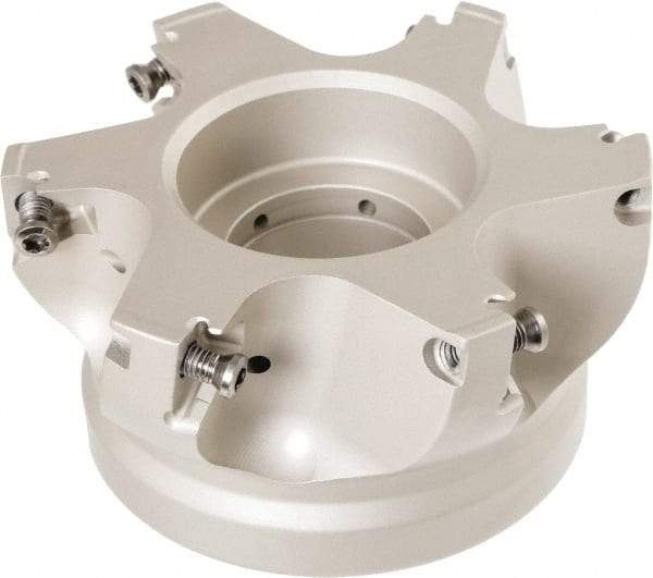 Iscar - 6 Inserts, 100mm Cut Diam, 31.75mm Arbor Diam, 13mm Max Depth of Cut, Indexable Square-Shoulder Face Mill - 50mm High, HM390 TD.T 1505.. Insert Compatibility, Through Coolant, Series HeliIQMill - Benchmark Tooling