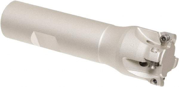 Iscar - 1" Cut Diam, 0.2" Max Depth of Cut, 3/4" Shank Diam, 3-1/2" OAL, Indexable Square Shoulder Helical End Mill - HM390 TCKT 0703PCTR Inserts, Weldon Shank, 90° Lead Angle, Through Coolant, Series HeliIQMill - Benchmark Tooling