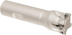 Iscar - 1" Cut Diam, 0.2" Max Depth of Cut, 3/4" Shank Diam, 3-1/2" OAL, Indexable Square Shoulder Helical End Mill - HM390 TCKT 0703PCTR Inserts, Weldon Shank, 90° Lead Angle, Through Coolant, Series HeliIQMill - Benchmark Tooling