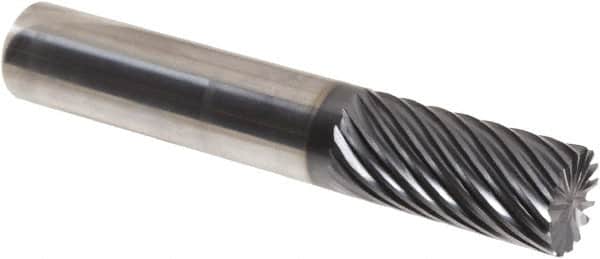 Iscar - 16 Flute Solid Carbide Roughing & Finishing Corner Chamfer End Mill - TiAlN Finish, Straight Shank, 35° Helix, Non-Centercutting, Regular Length - Benchmark Tooling