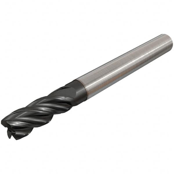Iscar - 4 Flute Solid Carbide Roughing & Finishing Corner Chamfer End Mill - TiAlN Finish, Straight Shank, 38° Helix, Non-Centercutting, Regular Length - Benchmark Tooling