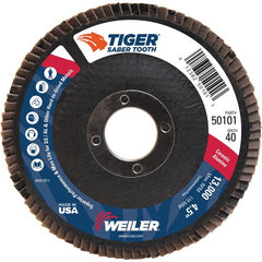 ‎4-1/2″ Saber Tooth Ceramic Abrasive Flap Disc, Angled, Phenolic Backing, 40C, 7/8″ Arbor Hole - Benchmark Tooling