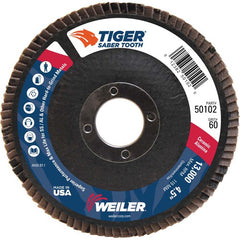 ‎4-1/2″ Saber Tooth Ceramic Abrasive Flap Disc, Angled, Phenolic Backing, 60C, 7/8″ Arbor Hole - Benchmark Tooling