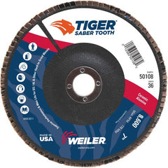 7″ Saber Tooth Ceramic Abrasive Flap Disc, Angled, Phenolic Backing, 36C, 7/8″ Arbor Hole - Benchmark Tooling