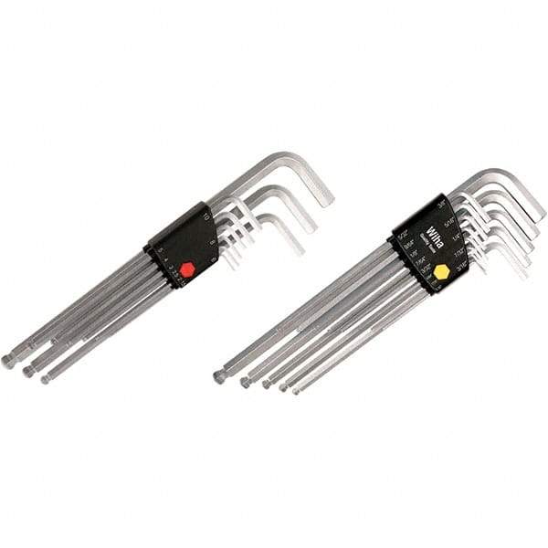 Wiha - 22 Piece, L-Key Long Arm Ball End Hex Key Set - 1.5 to 10mm Range, Chrome Vanadium Molybdenum - Benchmark Tooling