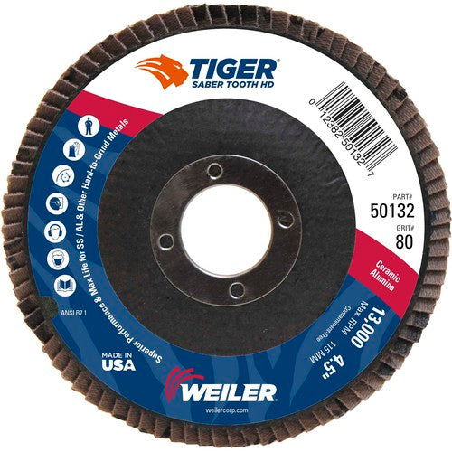 ‎4-1/2 Saber Tooth High Density Ceramic Abrasive, 80C, 7/8″ Arbor Hole - Benchmark Tooling