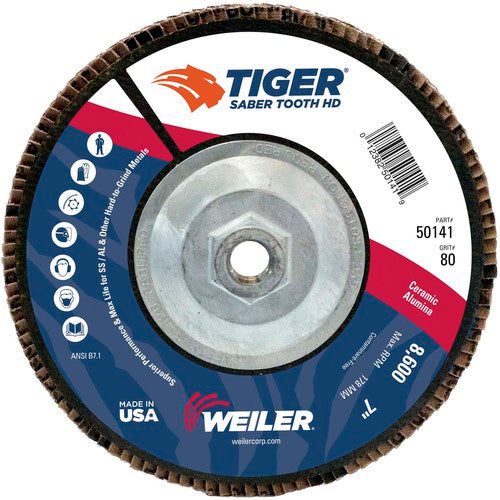 7″ Saber Tooth High Density Ceramic Abrasive, 80C, 5/8″-11 UNC Nut - Benchmark Tooling