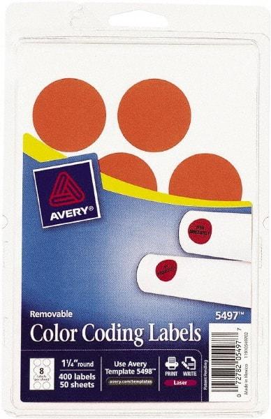 AVERY - 1-1/4" Wide x 1-1/4" Long, Neon Red Paper Color Coding Labels - For Laser Printers - Benchmark Tooling