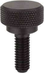 Morton Machine Works - 1/4-20 Knurled Shoulder Flat Tip Grade C-12L14 Steel Thumb Screw - 1" OAL, 3/8" Head Height - Benchmark Tooling
