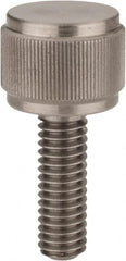 Morton Machine Works - 1/2-13 Knurled Shoulderless Flat Tip Grade 303 Stainless Steel Thumb Screw - 2-5/16" OAL, 13/16" Head Height - Benchmark Tooling