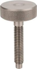 Morton Machine Works - M10x1.50 Knurled Shoulderless Dog Point Tip Grade 303 Stainless Steel Thumb Screw - 75mm OAL, 32mm Head Diam x 11mm Head Height - Benchmark Tooling