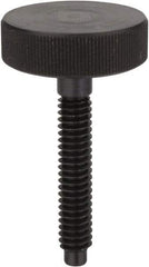 Morton Machine Works - M12x1.75 Knurled Shoulderless Dog Point Tip Grade C-12L14 Steel Thumb Screw - 89mm OAL, 32mm Head Diam x 13mm Head Height - Benchmark Tooling