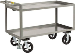 Little Giant - 2,400 Lb Capacity, 2 Shelf, Steel Shelf Truck - 36" Long x 24" Wide x 36" High, 8" Diam Mold-On Rubber Wheels - Benchmark Tooling