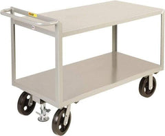 Little Giant - 2,400 Lb Capacity, 2 Shelf, Steel Shelf Truck - 36" Long x 24" Wide x 36" High, 8" Diam Mold-On Rubber Wheels - Benchmark Tooling