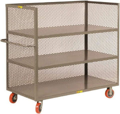 Little Giant - 3,600 Lb Capacity, 3 Shelf, 3-Sided Steel Truck - 48" Long x 24" Wide x 57" High, 6" Diam Polyurethane Wheels - Benchmark Tooling
