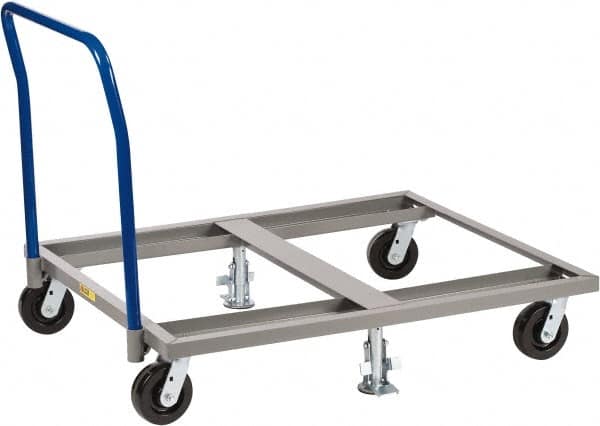 Little Giant - 3,600 Lb Capacity Steel Pallet Dolly With Handle - 48" Long x 40" Wide x 9" High, 6" Phenolic Wheels - Benchmark Tooling