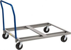 Little Giant - 3,600 Lb Capacity Steel Pallet Dolly With Handle - 48" Long x 40" Wide x 9" High, 6" Phenolic Wheels - Benchmark Tooling