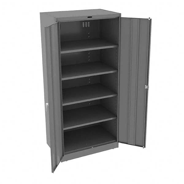 Tennsco - 5 Shelf Locking Storage Cabinet - Steel, 36" Wide x 24" Deep x 78" High, Medium Gray - Benchmark Tooling