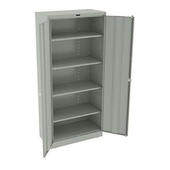 Tennsco - 5 Shelf Locking Storage Cabinet - Steel, 36" Wide x 18" Deep x 78" High, Light Gray - Benchmark Tooling