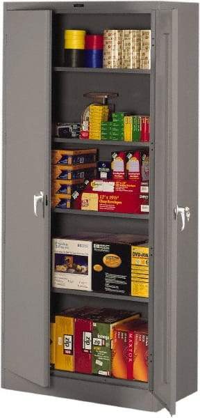 Tennsco - 5 Shelf Locking Storage Cabinet - Steel, 36" Wide x 18" Deep x 78" High, Medium Gray - Benchmark Tooling