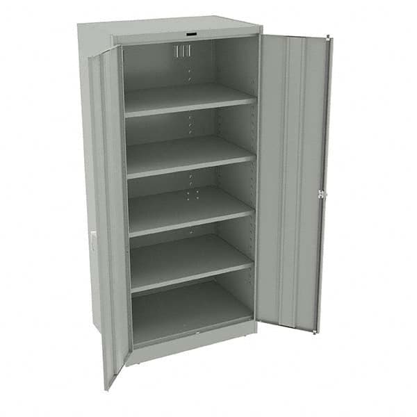 Tennsco - 5 Shelf Locking Storage Cabinet - Steel, 36" Wide x 24" Deep x 78" High, Light Gray - Benchmark Tooling