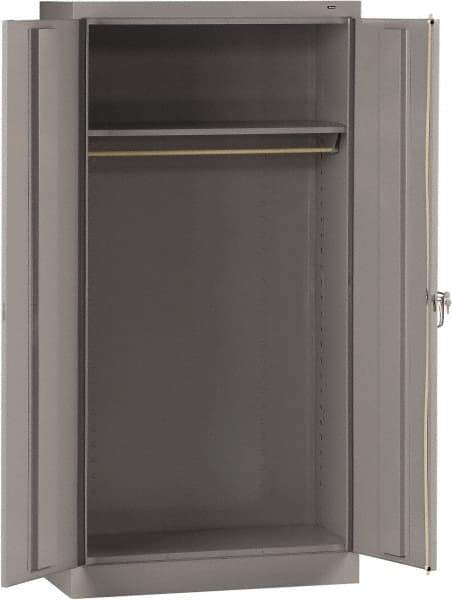 Tennsco - 2 Shelf Wardrobe Storage Cabinet - Steel, 36" Wide x 18" Deep x 72" High, Medium Gray - Benchmark Tooling