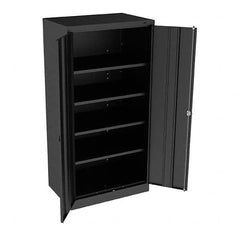 Tennsco - 5 Shelf Locking Storage Cabinet - Steel, 36" Wide x 24" Deep x 72" High, Black - Benchmark Tooling