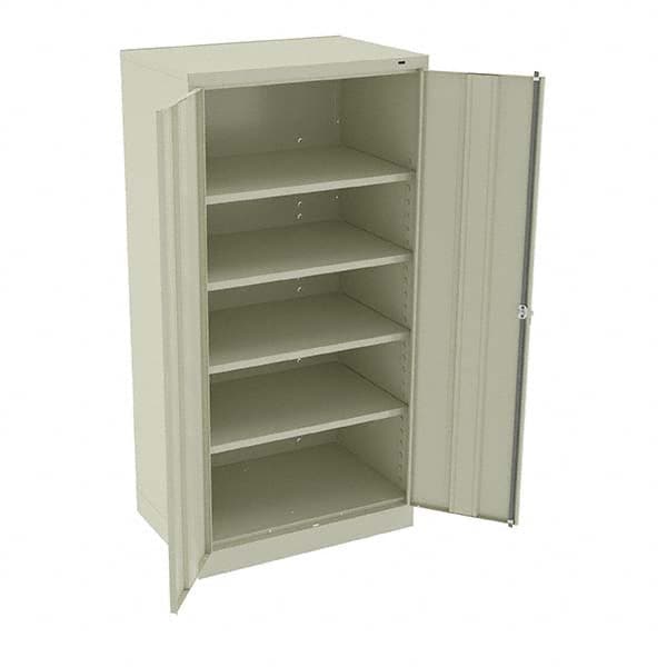 Tennsco - 5 Shelf Locking Storage Cabinet - Steel, 36" Wide x 24" Deep x 72" High, Champagne/Putty - Benchmark Tooling