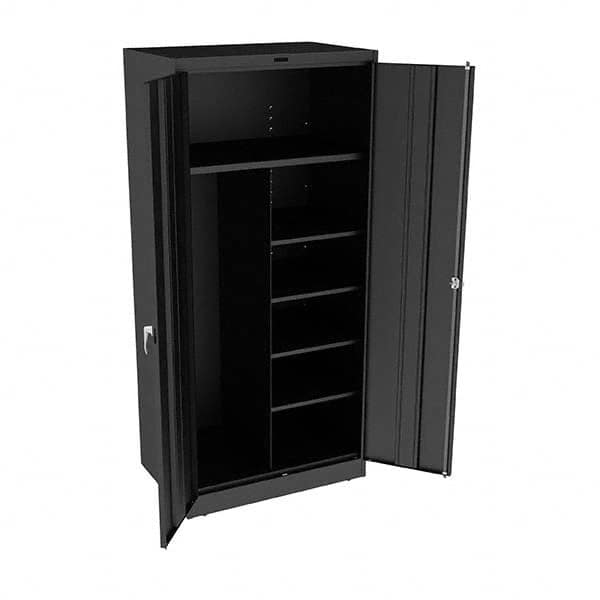 Tennsco - 6 Shelf Combination Storage Cabinet - Steel, 36" Wide x 24" Deep x 78" High, Black - Benchmark Tooling