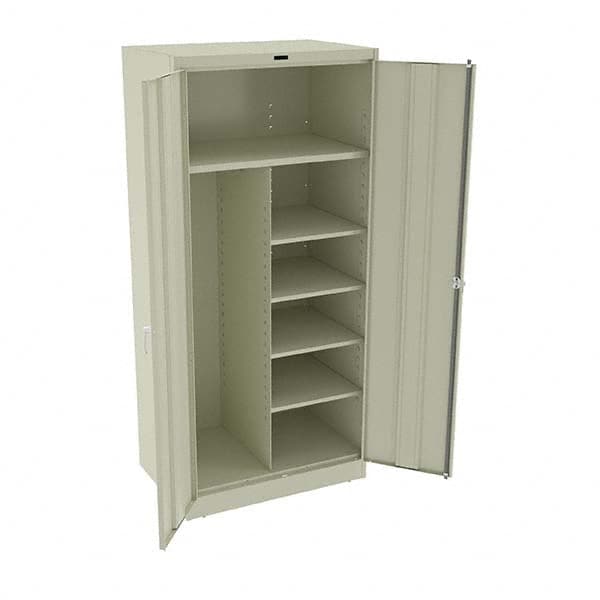 Tennsco - 6 Shelf Combination Storage Cabinet - Steel, 36" Wide x 24" Deep x 78" High, Champagne/Putty - Benchmark Tooling