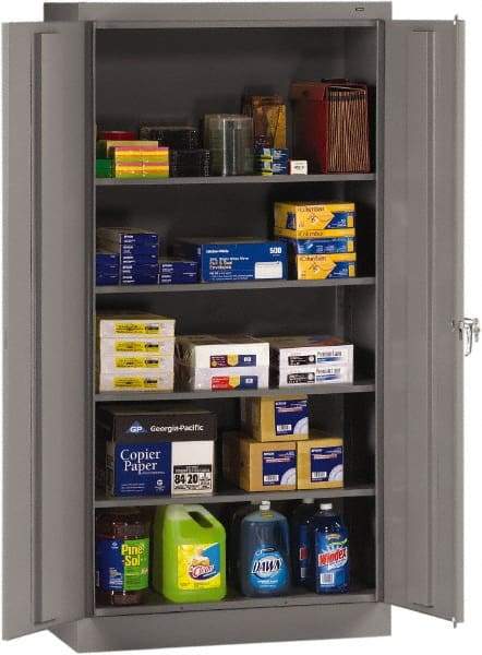 Tennsco - 5 Shelf Locking Storage Cabinet - Steel, 36" Wide x 18" Deep x 72" High, Medium Gray - Benchmark Tooling