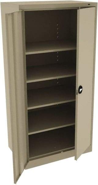 Tennsco - 5 Shelf Locking Storage Cabinet - Steel, 36" Wide x 24" Deep x 72" High, Sand - Benchmark Tooling