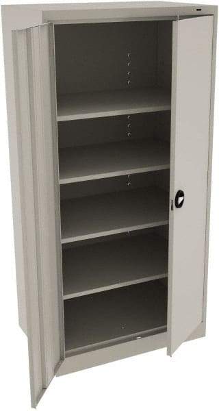 Tennsco - 5 Shelf Locking Storage Cabinet - Steel, 36" Wide x 24" Deep x 72" High, Light Gray - Benchmark Tooling